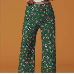 Anthropologie The Colette Green Printed Pants 25